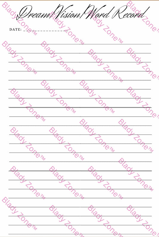 Printable Dream/Vision/Word Record Sheet