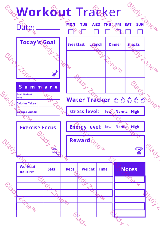 Complete Workout Tracker Planner & Record Printable Sheet