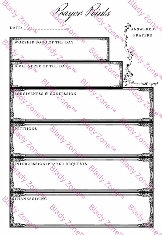 Prayer Points Printable Sheet