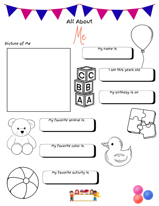 Kids All About Me Printable Worksheet